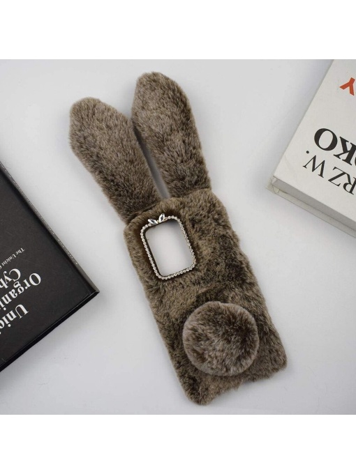 Сив плюшен гръб зайче BUNNY за Samsung A02s със защита от удари и надрасквания