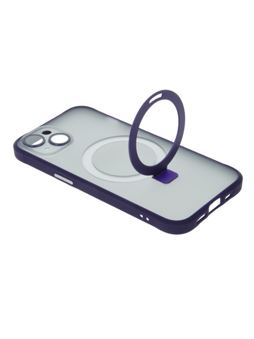 Силиконов лилав кейс Mag Ring Holder лилав за iPhone 14 Pro със защита от удари и надрасквания