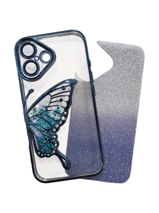 Син калъф Пеперуда с Плаващ Елемент за iPhone 16