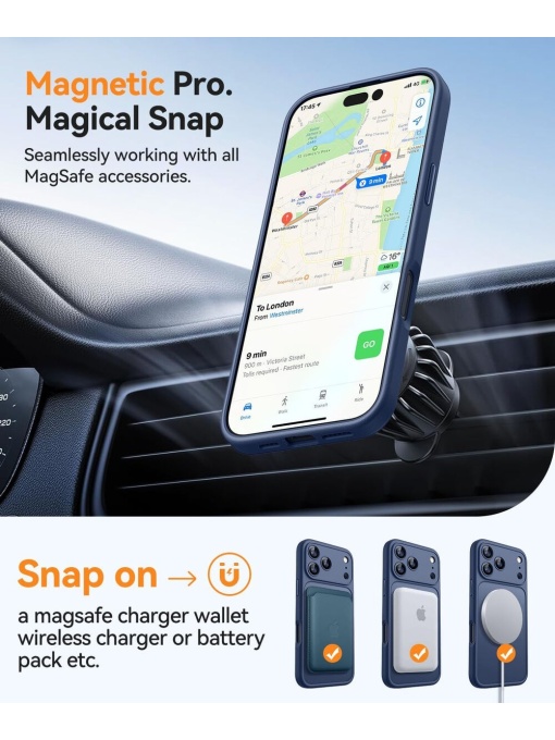 Тъмно Син Mag Safe с предпазно стъкло на камерата за iPhone 17 Pro