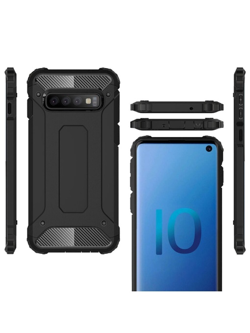 Удароустойчив черен гръб Bronya за Samsung Galaxy S10