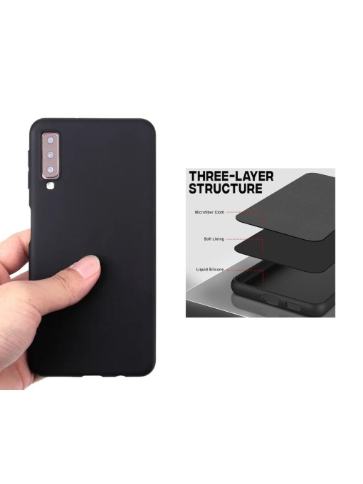 Черен Силиконов калъф POLY за Samsung A7 2018