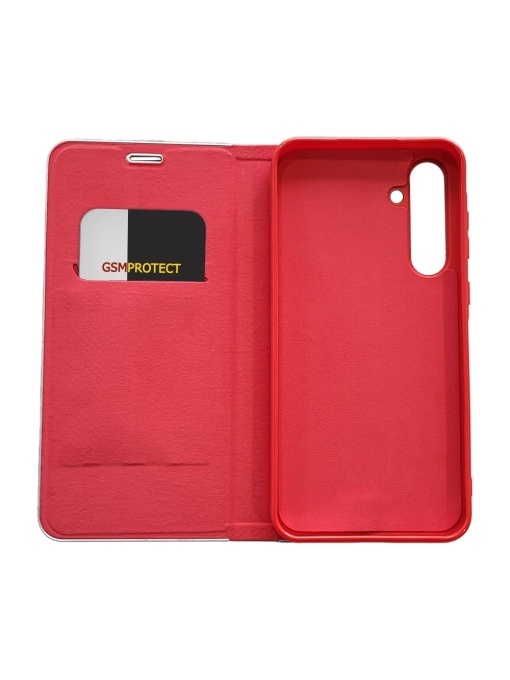 Kалъф тефтер червен CARBON WITH FRAME за Xiaomi Redmi Note 15 Pro 5G с място за карти и банкноти
