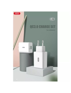 Зарядно устройство 220V XO L36 18W USB A за бърз пренос на данни