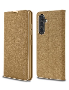 Златен калъф тип тефтер за телефон Frame Woman за Samsung A14 с функция стойка за видео