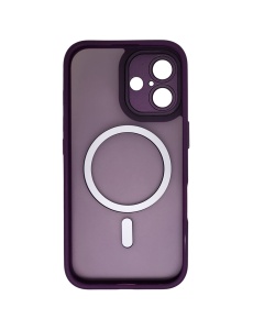 Лилав Mag Safe с предпазно стъкло на камерата за iPhone 16 с прецизни изрязвания за камера и бутони