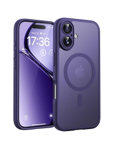 Лилав Mag Safe с предпазно стъкло на камерата за iPhone 16