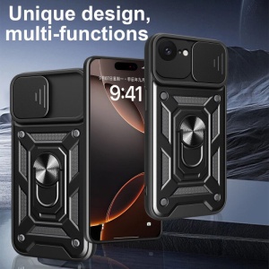 Противоударен черен гръб Camera Cover за iPhone 16e