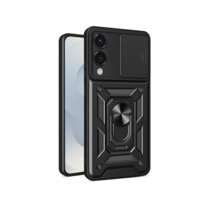 Противоударен черен гръб Camera Cover за Samsung Galaxy S25 Edge със защита от удари и надрасквания