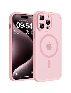 Светло Розов Mag Safe с предпазно стъкло на камерата за iPhone 16 Pro