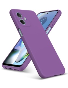 Тъмно лилав силиконов гръб POLY с велур отвътре за Motorola MOTO G54