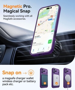 Лилав "Mag Safe с предпазно стъкло на камерата" за iPhone 17 Pro Max със защита от удари и надрасквания