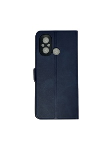 Тъмно син кожен калъф тип тефтер за телефон Mono за Xiaomi Redmi 12C с функция стойка за видео