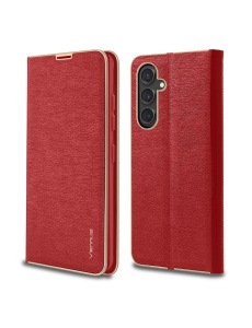 Червен калъф тип тефтер за телефон Frame Woman за Samsung A15 с място за карти и банкноти