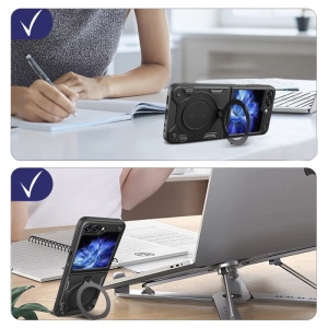 Черен Гръб Ring Silicone Venus за Samsung Galaxy Z Flip 5 със защита от удари и надрасквания