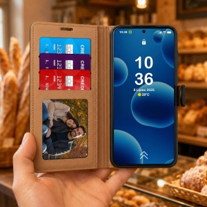 Черен Калъф "Genuine Leather" за Honor Magic 8 Lite - Img 4