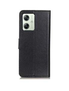 Черен кожен калъф тип тефтер за телефон Fancy за Motorola Moto G54 за защита на дисплея и гърба