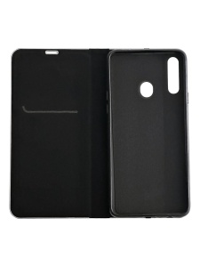 Черен кожен калъф тип тефтер за телефон Frame man за Samsung A20s с място за карти и банкноти