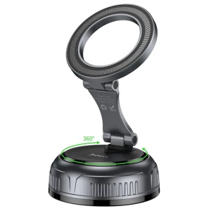 Car holder magnetic Hoco with adjustable suction cum H92 black metal gray