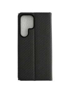 Kалъф тефтер черен CARBON WITH FRAME за Samsung S22 Ultra за защита на дисплея и гърба