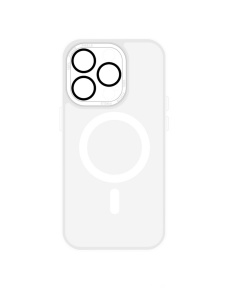 Бял кейс Mag Safe с предпазно стъкло на камерите за IPHONE 13 Pro