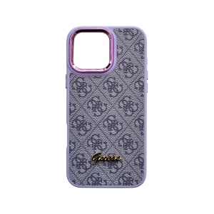 Лилав Силиконов Гръб с Декупаж Guess Design 1HC за iPhone 16 Pro
