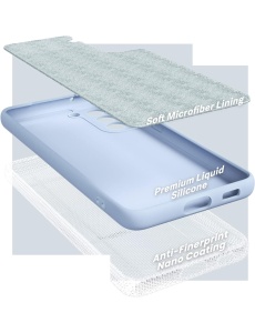 Нежен небесно син калъф за телефон с велур Poly за Samsung S21 FE