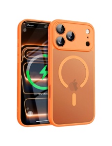 Оранжев Mag Safe с предпазно стъкло на камерата за iPhone 17 Pro Max
