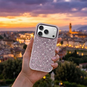 Розов гръб с цветя и камъчета "Flower Case" за Samsung Galaxy S26 Ultra - Img 3