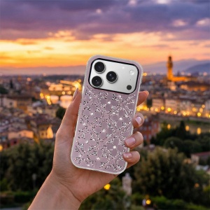 Розов гръб с цветя и камъчета "Flower Case" за Samsung Galaxy S26 - Img 3