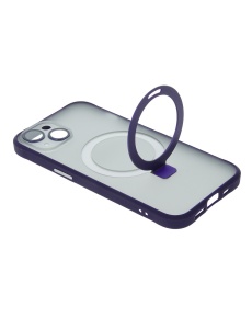 Силиконов лилав кейс Mag Ring Holder лилав за iPhone 13 със защита от удари и надрасквания