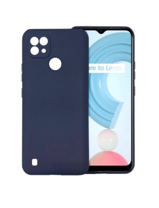 Тъмно син силиконов калъф Poly с велур отвътре за Realme C25Y