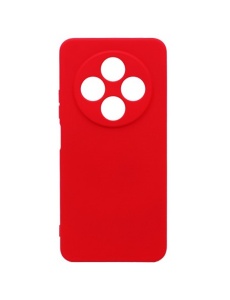 Червен силиконов калъф Poly с велур отвътре за Xiaomi Redmi 14C