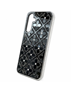 Черен гръб с цветя и камъчета "Flower Case" за Samsung Galaxy A57