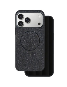 Черен Силиконов Гръб със ситен брокат Glitter Thin Mag Case за iPhone 17 Pro