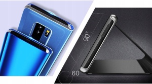 Черен Тефтер Clear View за Samsung A22 5G с магнитно затваряне