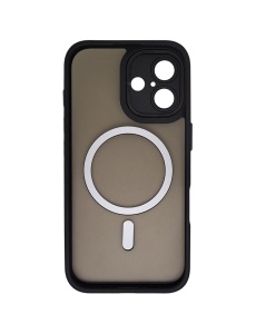 Черен Mag Safe с предпазно стъкло на камерата за iPhone 16 със защита от удари и надрасквания