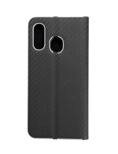 Kалъф тефтер черен CARBON WITH FRAME за Samsung A40 с място за карти и банкноти