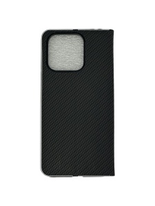 Kалъф тефтер черен CARBON WITH FRAME за Xiaomi Redmi 12C за защита на дисплея и гърба