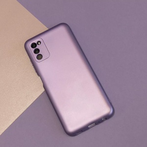 Лилав Силиконов Гръб с Металически Ефект Metallic Silicone за Samsung A03s със защита от удари и надрасквания