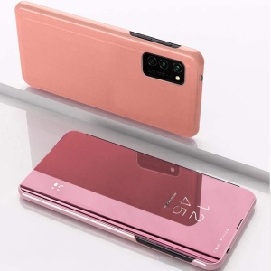 Розово Златен Тефтер Clear View за Samsung A32 4G с място за карти и банкноти