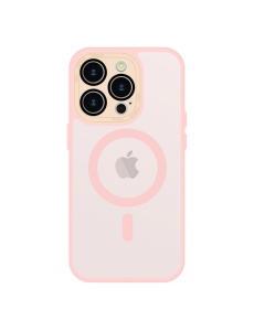 Розов кейс Mag Safe с предпазно стъкло на камерата за IPHONE 14