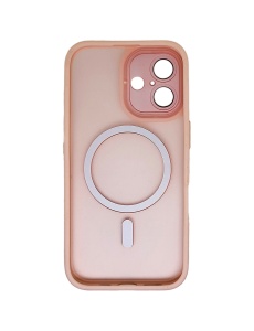 Светло Розов Mag Safe с предпазно стъкло на камерата за iPhone 16 с прецизни изрязвания за камера и бутони