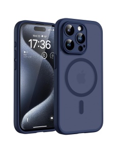 Тъмно Син Mag Safe с предпазно стъкло на камерата за iPhone 13 Pro