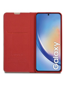 Червен калъф тип тефтер за телефон Frame Woman за Samsung A25 със стилен и практичен дизайн