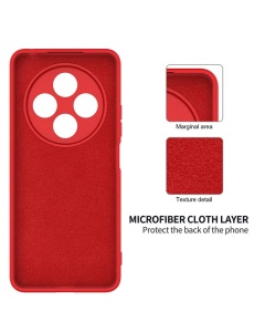 Червен силиконов гръб Poly с велур отвътре за Xiaomi Redmi 14C