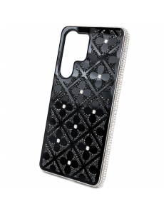 Черен гръб с цветя и камъчета "Flower Case" за Samsung Galaxy S26 Ultra
