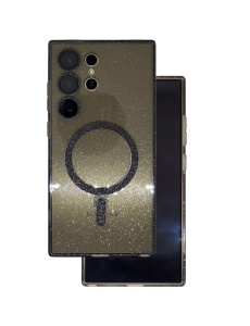 Черен калъф с вграден протектор на задните камери Gliter MagSafe за Samsung S23 Ultra