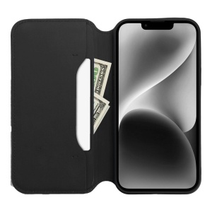 Черен Тефтер Dual Pocket за Samsung A14 с място за карти и банкноти