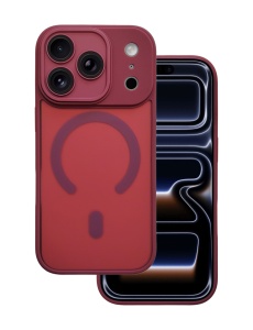 Вишнево Червен Mag Safe с предпазно стъкло на камерата за iPhone 17 Pro